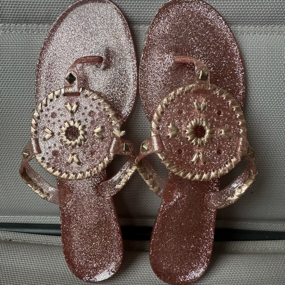 Jack Rogers Rose Gold Glitter Sandals